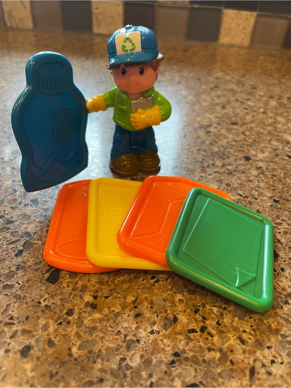 Fisher-Price Poseable recycling Truck Worker Figure with Blue Hat